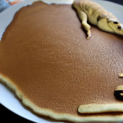 Prompt: crocodile flattened into pancake