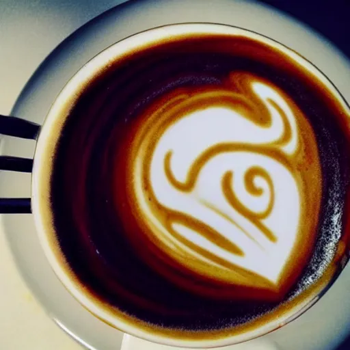 Prompt: caffe latte art that looks like aurora borealis, 4 k, trending, good lighting, professional, wow, skilled artist