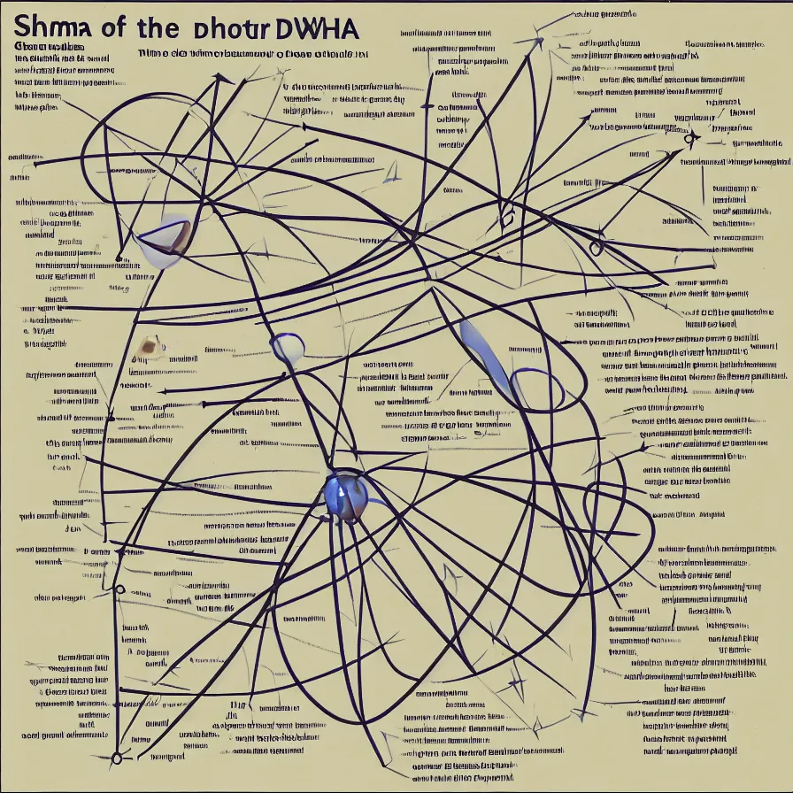 Image similar to schema of the inner workings of an atom and electron wit DNA