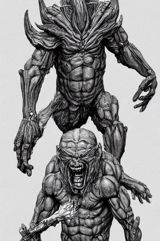 Image similar to humanoid hunched figure troll with 1 horn, ogre, fantasy, highly detailed, digital art, sharp focus, trending on art station, kentaro miura manga art style