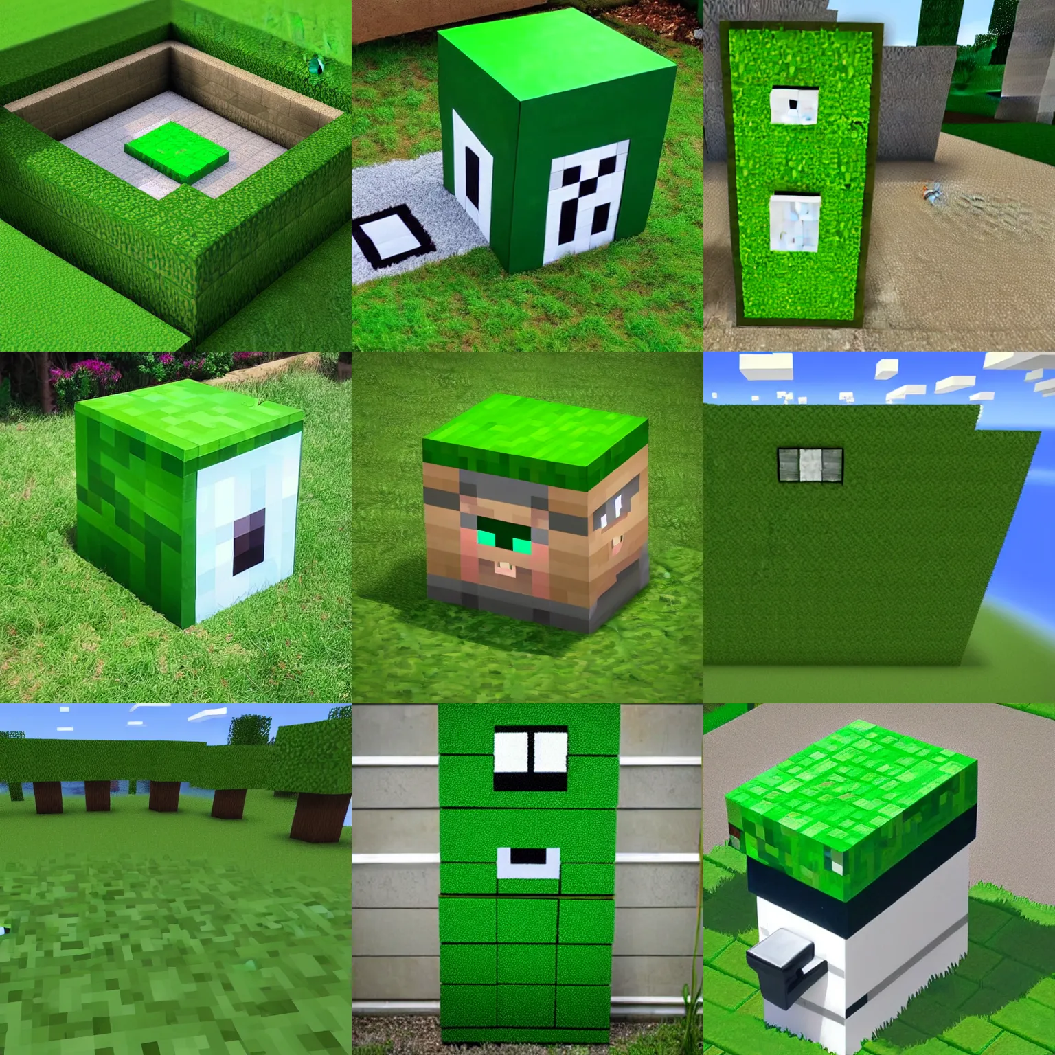 Prompt: minecraft grass block toilet in real life