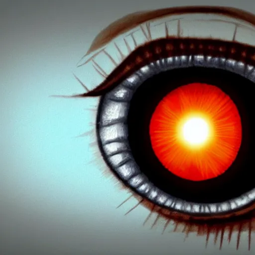 Prompt: the eye of sauron, trending on artstation, trending on deviantart, backlight, orange light, blue shadows, pink reflections