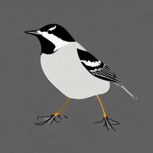 Prompt: Pied Wagtail in vector graphic style