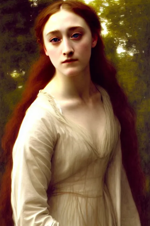 Image similar to saoirse ronan, painting by rossetti bouguereau, detailed art, artstation