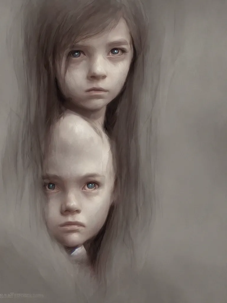 Prompt: haunting and sad girl portrait by disney concept artists, blunt borders, golden ratio