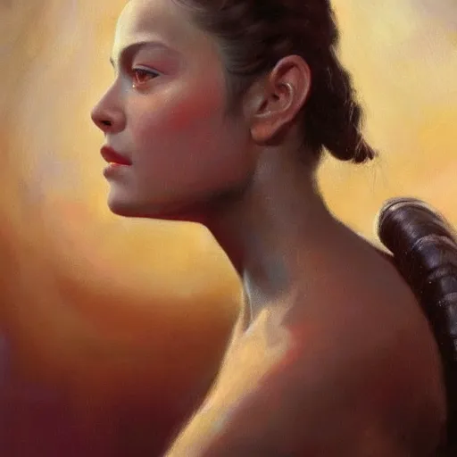 Prompt: ultra realistic portrait painting of olivia rodrigo as padme from star wars, art by frank frazetta, 4 k, ultra realistic, highly detailed, epic lighting.