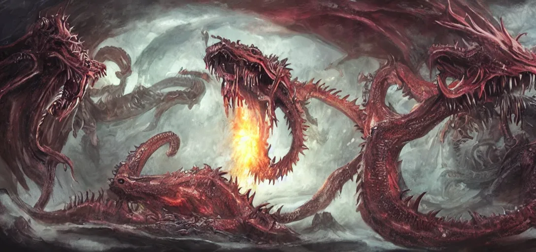 Image similar to concept art of dragon attack, lovecraftian, lots of teeth, melting horror, feathers, fighting the horrors of the unknown with laser guns