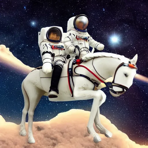 Prompt: a russian cosmonaut riding a pony