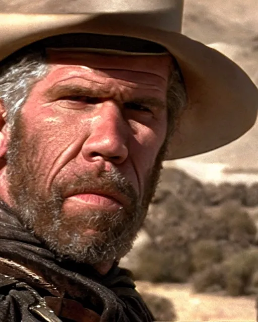 Image similar to film still close up shot of ron perlman in the movie a fistful of dollars. photographic, photography