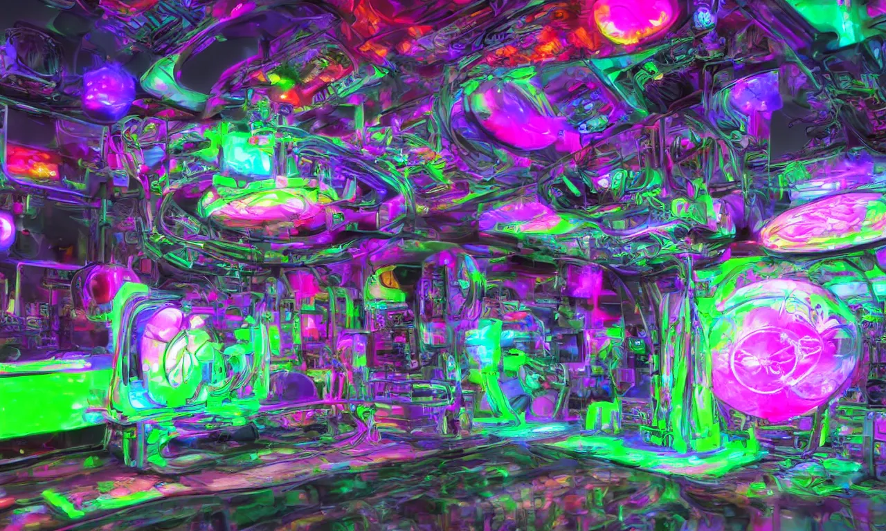 Image similar to psilocybin machine, photorealistic, psychedelic, futuristic, neon 8 k /