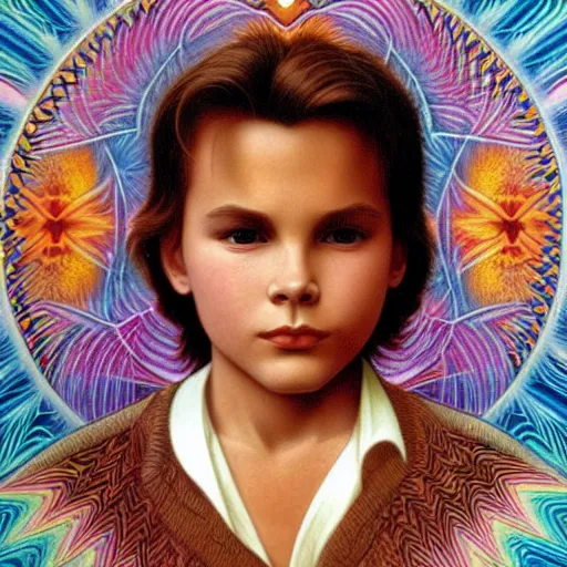 Image similar to river phoenix by Alex Grey and Lisa Frank and William Adolphe Bouguereau