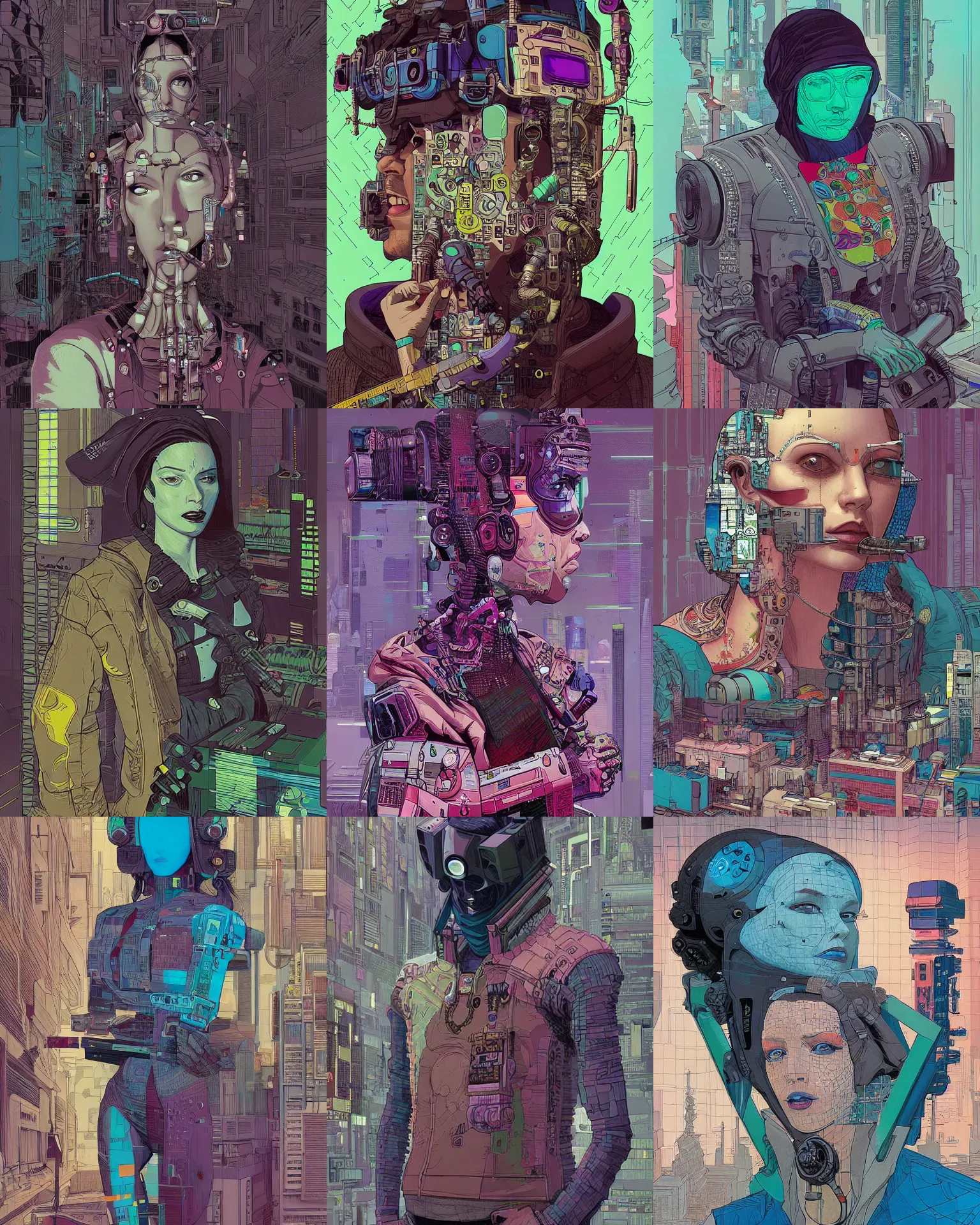 Prompt: cyberpunk art by josan gonzalez and vermeer.