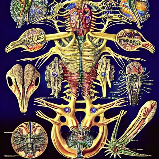 Image similar to transformers anatomy by ernst haeckel, masterpiece, vivid, very detailed