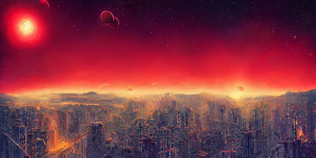 Image similar to asteroids over the city by alena aenami