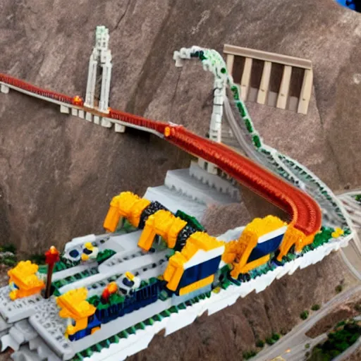 Image similar to hoover damn made out of legos