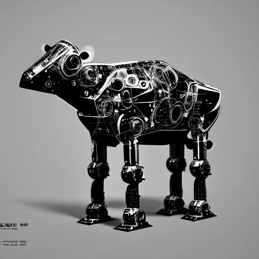 Prompt: robot cow, fiction, pop art, stability, intricate, elegant, 8 k, uhd, justify, artstation, concept art, matte, sharp focus, illustration, consistent, highly detailed object content, proportional object content