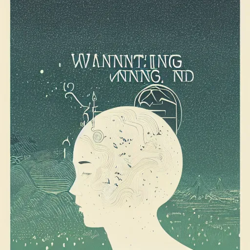 Image similar to a wandering mind, logo, simple white background victo ngai, kilian eng