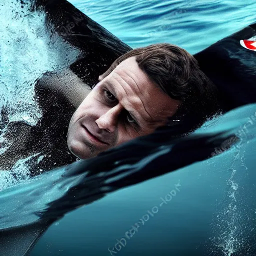 Image similar to photography, emmanuel macron drowning in black sea, ultra realistic, concept art, intricate details, highly detailed, photorealistic