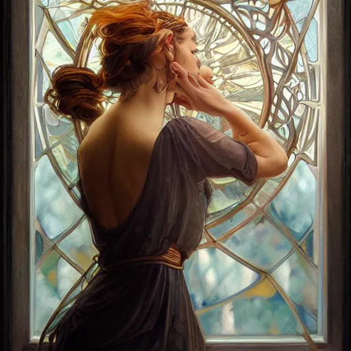 Prompt: ultra realistic illustration, deborah anne dyer blowing glass, intricate, elegant, highly detailed, digital painting, artstation, concept art, smooth, sharp focus, illustration, art by artgerm and greg rutkowski and alphonse mucha