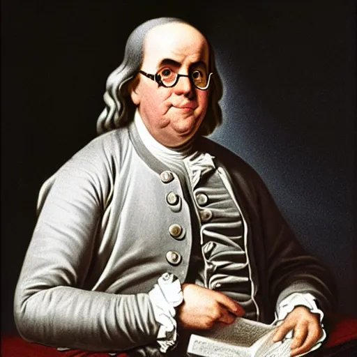 Image similar to photo of benjamin franklin at the met gala