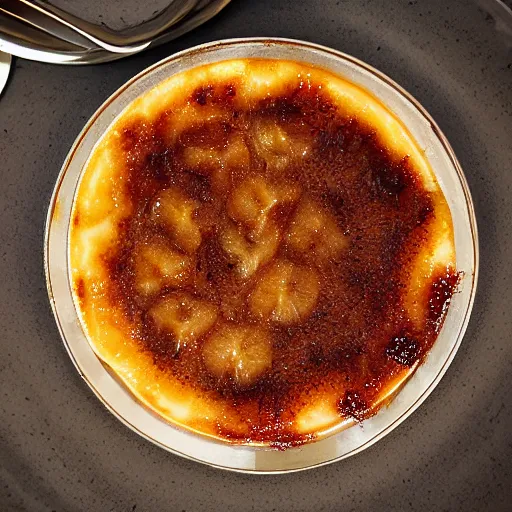 Prompt: banana creme brulee, food photography