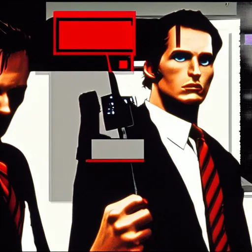 Image similar to american psycho, goldeneye 0 0 7 nintendo 6 4 game graphics visual aesthetic