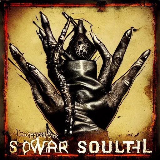 Prompt: metal cover art for the band swallow thy soul
