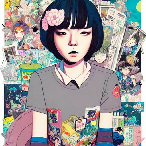 Image similar to personification of trashcan as a person, style of yoshii chie and hikari shimoda and martine johanna and studio ghibli, highly detailed