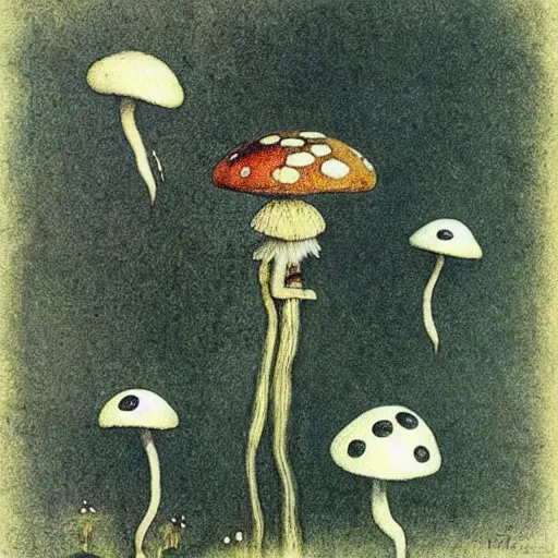 Image similar to poisonous mushrooms by John Bauer