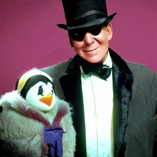 Image similar to roger stone as the penguin in batman