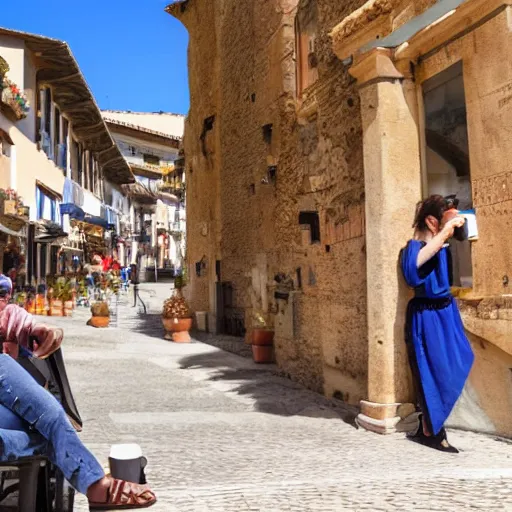 Image similar to a roman drinking a coffee in alhaurin de la torre in spain