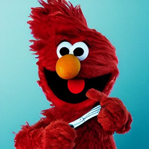 Prompt: Elmo holding a knife