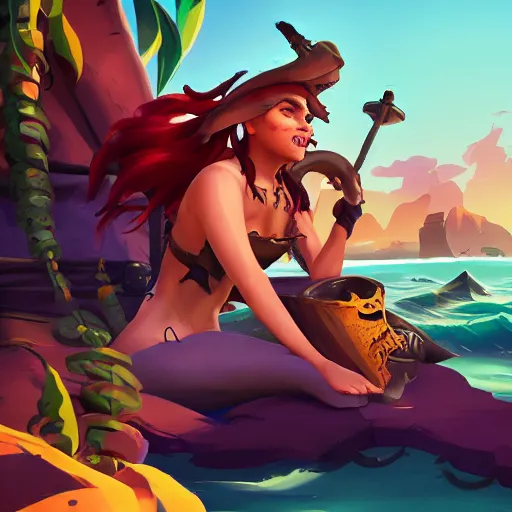 Image similar to jack the pirate mermaid on sea of thieves game avatar hero, behance hd by jesper ejsing, by rhads, makoto shinkai and lois van baarle, ilya kuvshinov, rossdraws global illumination