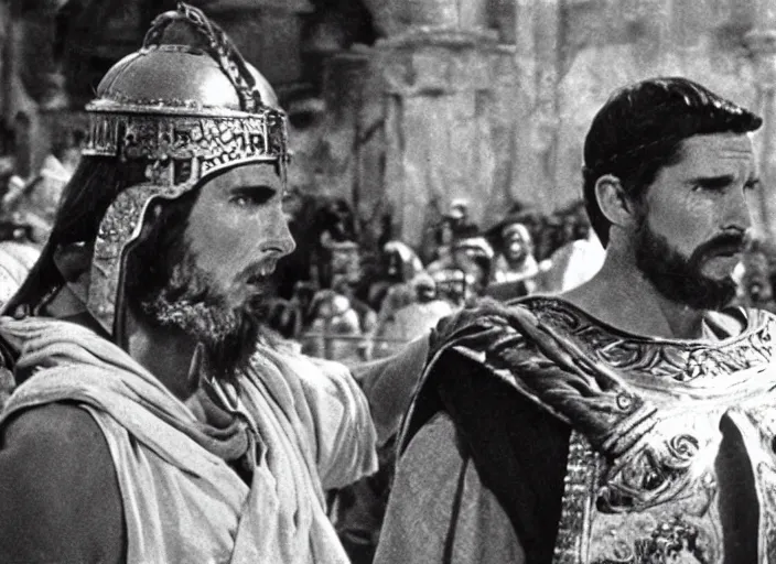 Image similar to film still of Christian Bale as Judah Ben-Hur in Ben Hur 1959