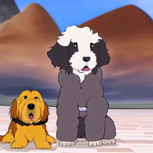 Image similar to a bernedoodle in the avatar cartoon last airbender