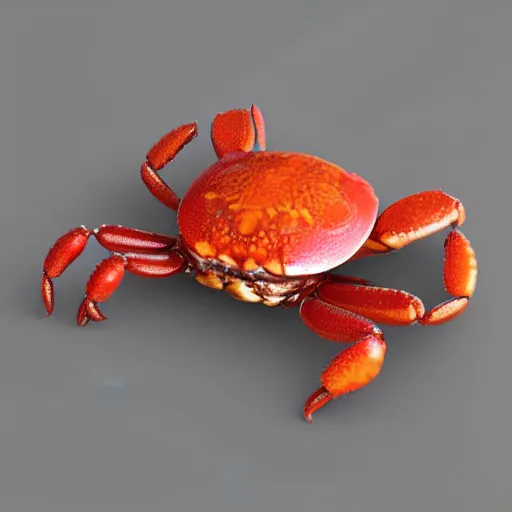 Prompt: 3d model of a cute crab with glass texture, 3d render, trend on artstation