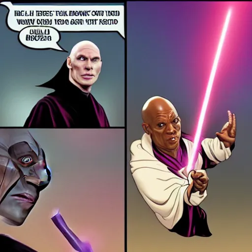 Image similar to lord voldemort as mace windu