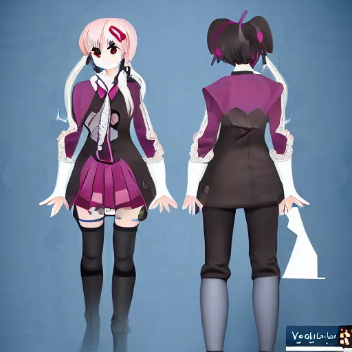 Image similar to Concept art for a vtuber model, digital art