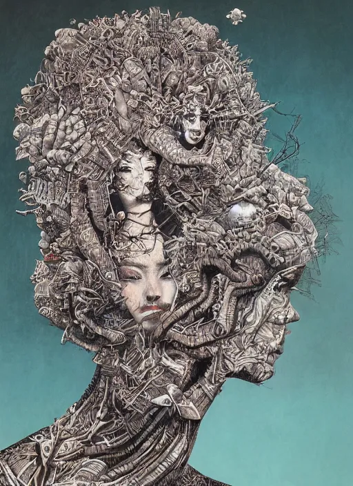 Image similar to Ai goddess painting by Dan Hillier, trending on artstation, artstationHD, artstationHQ, 4k, 8k