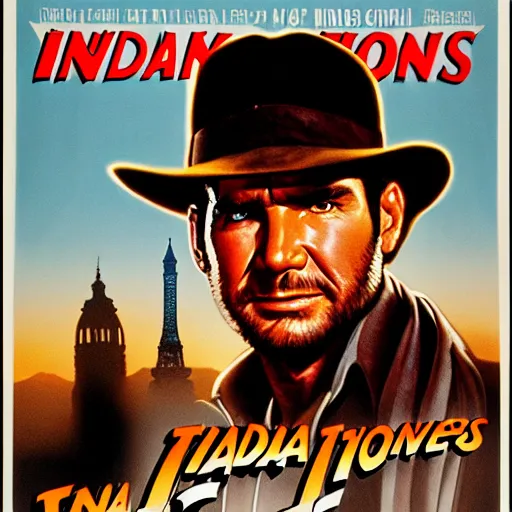 Prompt: film poster of indiana jones in france