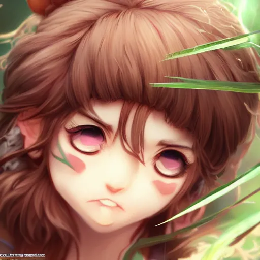 Image similar to high fantasy two cute tanuki girls, by Artgerm, face close up, official media, beautiful, detailed, high quality, 4K, epic, wallpaper, trending on artstation and behance, Gelbooru, Konachan