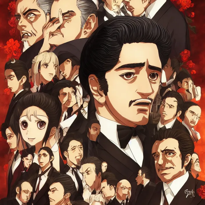 Image similar to portrait of the godfather, anime fantasy illustration by tomoyuki yamasaki, kyoto studio, madhouse, ufotable, trending on artstation