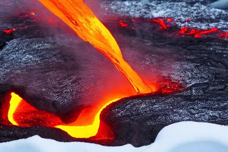 Image similar to lava being poured on ice