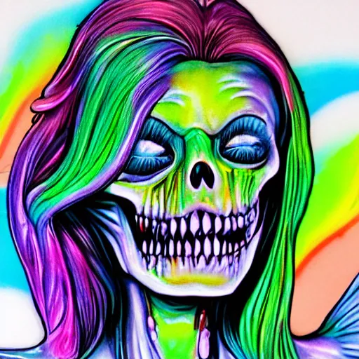 Image similar to melting rainbow chromatic zombie glossy paint full colors