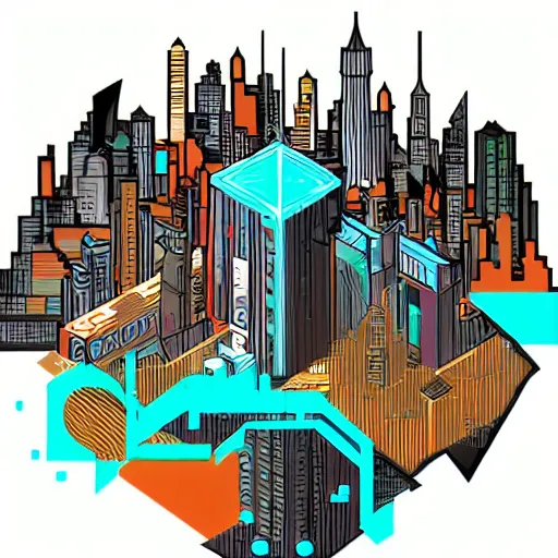 Image similar to transistor art style city concept