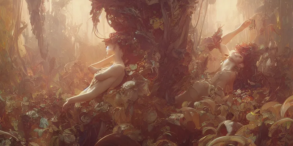 Image similar to dreamscape, artificial nightmares, art by artgerm and greg rutkowski and alphonse mucha and loish and wlop, highly detailed sculpture, intricate detailed, ommatidia, 8 k, cinematic atmosphere, post - processing