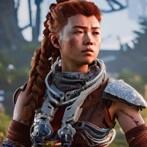 Prompt: aloy from hzd but cyborg, very detailed 8k