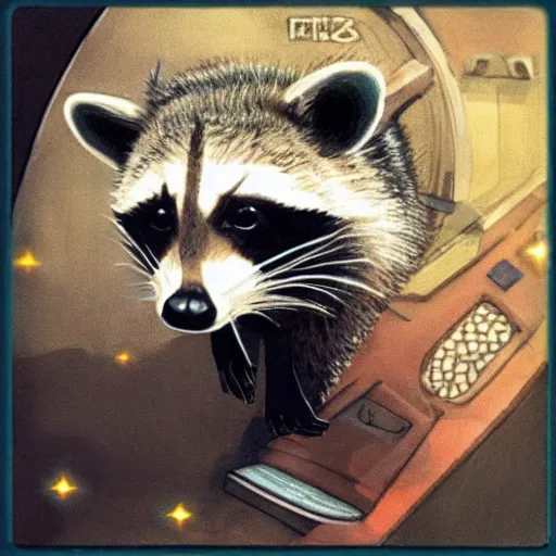 Image similar to A raccoon piloting a spaceship