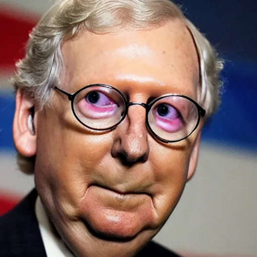 Image similar to mitch mcconnell taking a huge bong rip, ap press photo