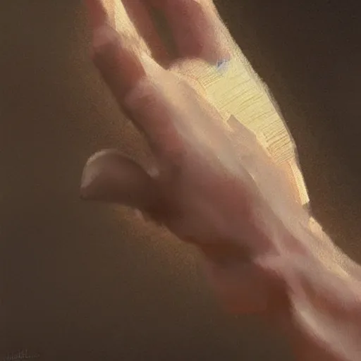 Image similar to a human hand (5 fingers) sketch, painting by Craig Mullins, 4k, octane, digital painting, artstation, concept art, sharp focus, illustration, art by artgerm and greg rutkowski and alphonse mucha,